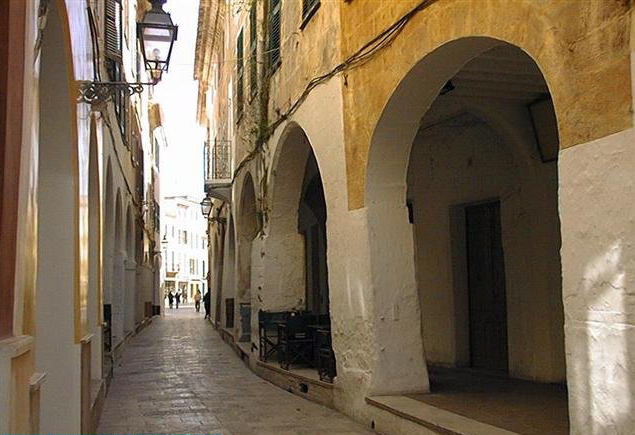 Narrow winding streets in Ciutadella Menorca